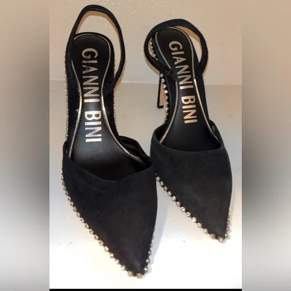 Gianni Bini Black Heels with Silver Accents - Picture 2 of 4